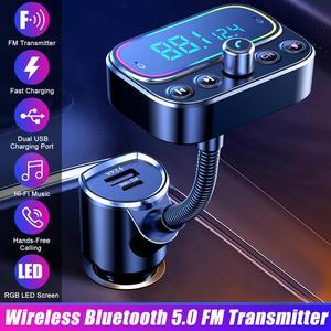 Bluetooth Fm Transmitter Auto 5.0, Dual Usb Ports Qc3.0/2.4a Auto Radio  Adapter Hands-free System With Microphone, Support Tf Card Usb-stick Siri  Goog