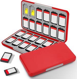 Game Card Holder Case - Fit for 24 Nintendo Switch/OLED Game Cards, 24 Micro SD Cards, Game Cartridge Storage Box (Red)