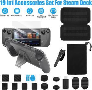 19 in1 Accessories Set - for Steam Deck Protective Case Screen Protector Thumb Grip
