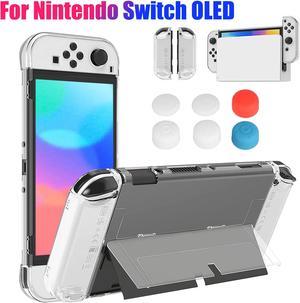 Dockable Case - Fit for Nintendo Switch OLED, Flip-type Protective Cover Case Fit for Switch OLED Console Joy-Con, Ultra-Slim Clear Hard Protective Shell w/ Thumb Caps
