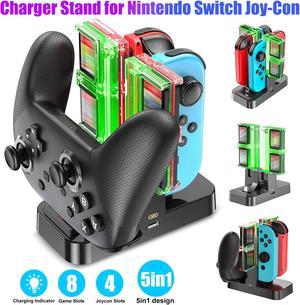 Charging Station Fit for Nintendo Switch  Switch OLED JoyCon Pro Controller JoyCon TSV Controller Charging Docking Stand with LED Indicators 8 Game Slots