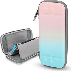 Carrying Case with stan Fit for Nintendo Switch/OLED - Portable Hard Shell Pouch, Travel Protective Bag with 10 Games Storage Slots  (Pink Blue)