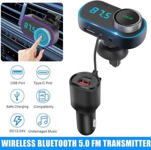 LENCENT Bluetooth 5.3 Car Wireless FM Transmitter Adapter 2 USB PD Charger  AUX