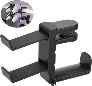 3-In-1 360° Rotating Headphone & Controller Stand Holder - Headphones Hanger Adjustable & Rotating Arm Clamp,Headphone Stand Under Desk, Universal Headset Controllers Hook With Cable Organizer (Black)