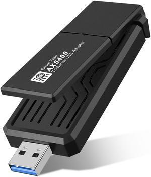 AX5400 802.11AX WiFi 6E USB 3.0 WiFi Adapter - for PC Laptop Tri Band 6GHz/5GHz/2.4GHz, WPA3, Wireless USB WiFi Dongle Network Adapter,Only Compatible with Windows 11/10, Driver free (Black)