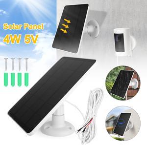 10ft 4W 5V Solar Panel Charger with Cable Fork power connector - IP65 Waterproof Monocrystalline Charger for Ring Video Doorbells 2/3+/4  (White)