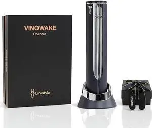 LINKSTYLE OPENERO Electric Wine Bottle Opener, Luxury Automatic Wine Corkscrew with Foil Cutter and Charging Base (Sterling Silver)