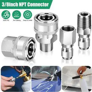 3/8" Quick Connector Pressure Washer Adapters - Stainless Steel Connect Fittings set ideal solution for anyone looking to enhance their cleaning efficiency with a reliable and high-quality quick-conne