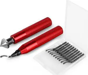 Deburring Tool Kit with 10 Extra Blades & Countersink Hand Reamers - Burr Remover, Burr Edges Removing Hand Tool for Metal Copper Resin PVC Pipes Plastic, Plumbing & 3D Printing Burr Removal