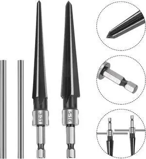 2Pcs Tapered Reamer Set - Detachable T-Handle,Compatible with Power Tools,1/8"-1/2" (3-13mm) & 3-16''-5/8'' (5-16mm),Precision Hole Enlargement for Metal, Wood, and Plastic