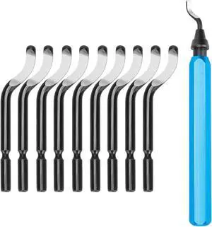 Deburring Tool Set with 10 Extra Blades - Aluminum Handle,High-Speed Steel Blades, 360 Degree Rotatable,For metal, steel, copper, aluminum, plastic, PVC, and trunking