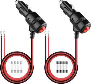 2 Pcs12V Cigarette Lighter Plug With On/Off Switch - Terminal Harness Cable with Switch ON/OFF,12V Heavy Duty 16 AWG 15A Fuse Protection Power Cord for Power Inverter