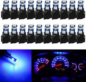 NSI 20Pcs T5 SMD-3030 LED Bulbs Dashboard Lights with Sockets Included - Easy Installation,For side markers,speedometer lights, instrument cluster, gauge bulbs etc (Blue)
