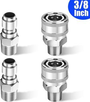 NSI 4 Pcs 3/8" NPT Stainless Steel Pressure Washer Quick Connect Set - High Pressure 6000 PSI Adapters for Ball switch Pressure Washer Parts