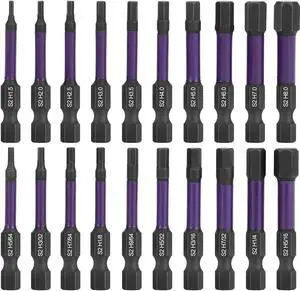 NSI 20Pcs Impact Hex Head Allen Wrench Drill Bit Set - S2 Steel Hex Bits Set,1/4 Hex Shank with Magnetism,for Household DIY,Woodworking, Automobiles