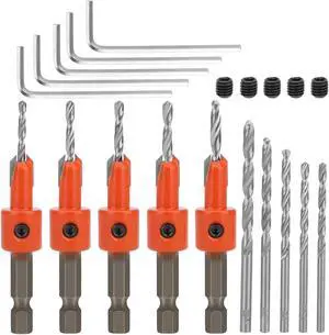 NSI 15Pcs Countersink Sink Drill Bit for Wood - with hex key and Replaceable drill bits,for woodworking, plastic, drill holes