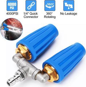 NSI Dual Turbo Nozzle Pressure Washer - 360° Rotating Turbo Nozzle For Power Washer with 1/4" Quick Connector, 2.5 Orifice Twin Turbo Nozzle (Blue)