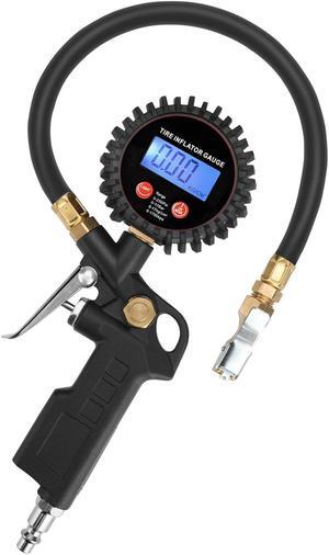 NSI LED Display Digital Tire Inflator Deflator Pressure Gauge - for Truck/RV/Car/Bike Accurate to ±1 PSI, 0-250 PSI Range