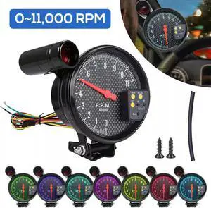 NSI 5 inch 7 Color LED Backlit Tachometer Gauge - 0-11000 RPM,Adjustable Shift Light, Compatible with 4/6/8-Cylinder Engines