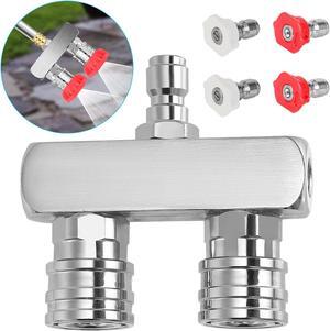 NSI Dual Pressure Washer Nozzle Tip - 2 in 1 Power Washer Nozzle with 4PCS Pressure Washer Spray Nozzles (0° Red & 40° White), 1/4 Inch Quick Connect, 5000 PSI
