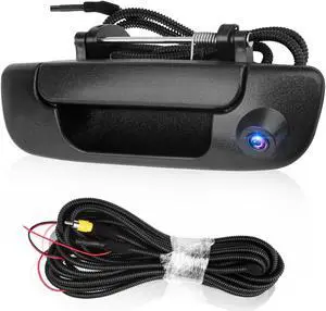 NSI Tailgate Handle Backup Camera for 2002-2008 Dodge RAM 1500 2500 3500 - Tailgate Latch Door Handle, Aftermarket Reverse Rear View Camera, RCA Connector w/ 26 FT Extension Harness