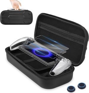 NSI 6-in-1 Accessories Bundle for Playstation Portal - Carrying Case and Hard PC Clear Cover Case with with Tempered Glass Screen Protector,Protective Case and Hard Shell Portable Travel Handbag for P