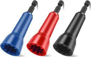 NSI 3 PCS Wire Nut Twister - Wire Twisting Spinner, Wire Twisting Tools with 1/4" Chuck (Red+Black+Blue)