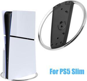 NSI Vertical Stand for PS5/PS5 Slim Consoles Non-Slip Base Mount, Stylish and Organized Silver & Black Design