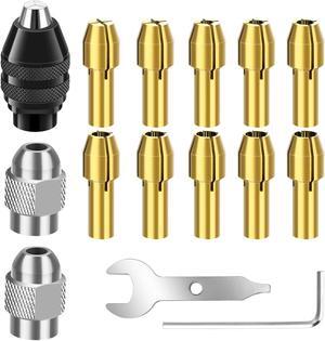 NSI 15 PCS Drill Chuck Collet Set for Dremel Rotary Tools - 0.8-3.2mm Shank Replacement 4486, Keyless Quick Change Chuck Accessory with 4485 Brass Collet & Metal Nut NSI 15 PCS Drill Chuck Collet Set for Dremel Rotary Tools - 0.8-3.2mm Shank Replacement 4486, Keyless Quick Change Chuck Accessory with 4485 Brass Collet & Metal Nut