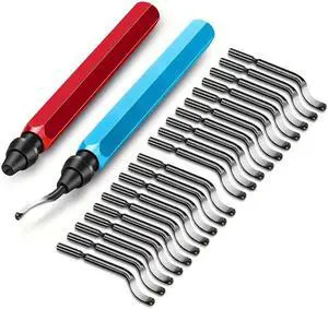 NSI Deburring Tool Kit with 20 HSS Blades, Burr Removal Reamer Tool for Metal, Resin, Aluminum, Copper, and Plastic  Ideal for DIY and Industrial Use