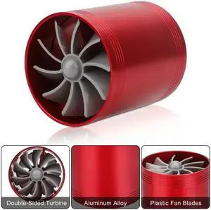 NSI Universal Turbo Charger Dual Fan 2.5-2.9 Inch - Easy Installation Red Car Styling Turbo Air Intake for Enhanced Performance ( Red )