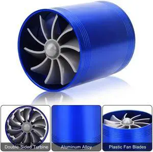 NSI Universal Turbo Charger Dual Fan 2.5-2.9 Inch - Easy Installation Red Car Styling Turbo Air Intake for Enhanced Performance ( Blue )