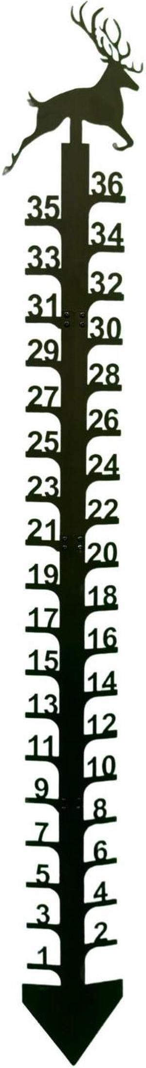 NSI 36 Inch Elk Snow Gauge - Christmas Snowflake Snowfall Measuring Stick, Iron Art Metal Snow Meter for Yard and Garden, Easy to Install, Outdoor Holiday Decoration and Gift (Black)