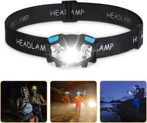 NSI LED Headlamp Flashlight, 5000 Lumen Super Bright Motion Sensor Head Lamp Work Light, USB Rechargeable Waterproof LED Headlight for Camping, Climbing, Hiking, Fishing, Night Reading, Running