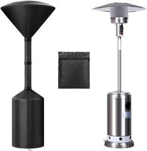 NSI Heavy Duty Waterproof Patio Heater Cover with Zipper - Tear Resistant Protector for Outdoor Standing Propane Heaters (Black)
