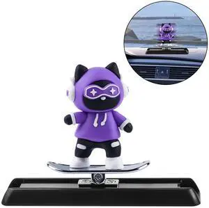 NSI Cute Cat Dashboard Decoration - Fun Skateboarding Cat Ornament for Car Interior , Durable Silicone/Alloy Design with UV Resistance,Perfect Gift for Family and Friends(Purple)