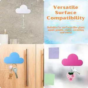 NSI Cloud Magnetic Key Holder  Strong Magnet, No-Drill Installation, Durable ABS Material, Cute Cloud Design for Keys, Clips, Small Items(Pink)