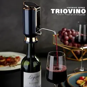 NSI Riovino Electric Wine Aerator, Dispenser and Preserver  3-in-1 Instant Aeration For Improved Taste, Measured Pouring & Wine Preservation
