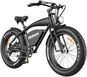 AOSTIRMOTOR S07-B 750W Electric Bicycle, 26 * 4 Fat Tire, 48V 13AH  Removable Lithium Battery, Max Speed 28MPH, Shimano 7-Speed, Front Fork  Suspension(Black) 