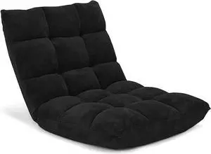 Giantex Floor Chair with Back Support, Folding Sofa Chair with 14 Adjustable Position, Padded Sleeper Bed, Couch Recliner, Floor Gaming Chair, Meditation Chair, Gaming Floor Chairs for Adults(Black)