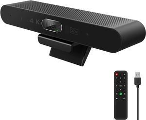 RayBit 4K Webcam with Remote, Auto Framing & AI Tracking, Video Conference Room Web Camera System with Microphone & Speaker, for Teams, Zoom, Webex, Google, Smart TV/PC/Desktop/Computer Call Meetings