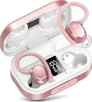 KT1 Ear Buds Wireless Earbuds V5.3, 120H Playtime, Bluetooth Earbuds for Small Ear, IPX7 Waterproof Running Headphones, Deep Bass, Over Ear Sport Earbuds Wireless Bluetooth Earphones for Android iOS