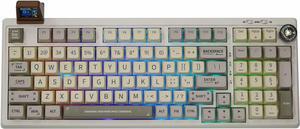 EPOMAKER RT100 97 Keys Gasket BT5.0/2.4G/USB-C Mechanical Gaming Keyboard with Customizable Display Screen, Knob, Hot Swappable Socket, 5000mAh Battery for Win/Mac(Epomaker Flamingo Switch)