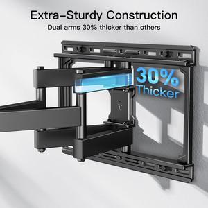 Full Motion TV Wall Mount for 37-75 inch Flat/Curved TVs, Wall Mount TV Bracket Swivel and Tilt, TV Mount Fits 8/12/16" Wood Stud with Loading Capacity up to 100lb, Max VESA 600x400mm, PILF3