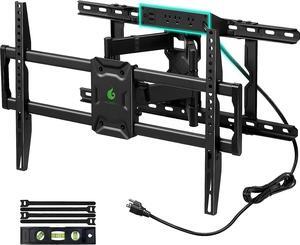 Greenstell TV Mount with Power Outlet, Full Motion Wall Mount for 47"-84" TVs, Swivel, Tilt and Extension Bracket with Dual Articulating Arms, Max VESA 600x400mm, Holds up to 132lbs