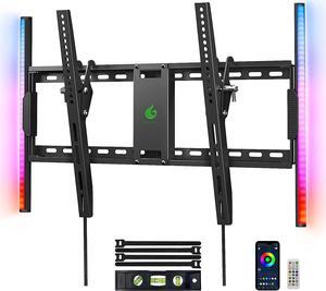 Greenstell TV Wall Mount with LED Lights, Tilt TV Mount for 37"-75" Flat/Curved TVs, Low Profile Wall Mount TV Bracket Fit 16"-24" Stud, Max VESA 600x400mm, Holds up to 132lbs