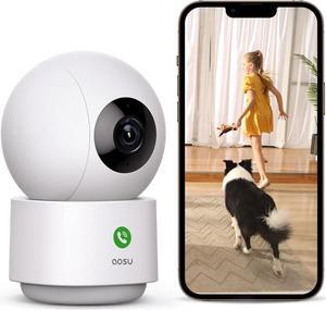 2K Security Camera Indoor, Baby Monitor Pet Camera 360-Degree for Home Security,Camera with 5/2.4 GHz Wi-Fi Router, One-Touch Call, Smart Motion Tracking, IR Night Vision, Compatible with Alexa