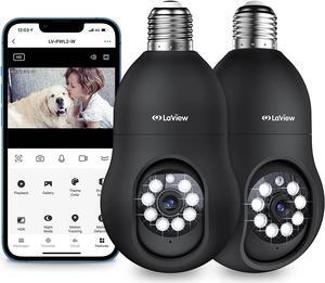 LaView 4MP Bulb Security Camera 2.4GHz,360° 2K Security Cameras Wireless Outdoor Indoor Full Color Day and Night, Motion Detection, Audible Alarm, Easy Installation, Compatible with Alexa (2 Pack)