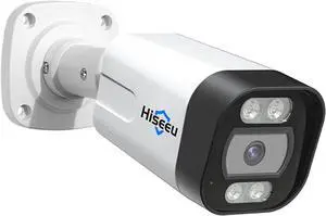 Hiseeu [Human Vehicle Detect] 5MP PoE Camera, IP Camera Outdoor, 2 Way Audio, Spotlight&Sound Alarm, IP67 Waterproof, Remote Access, No Monthly Fee, Work w PoE NVR