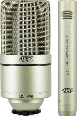 MXL 990/991 Large and Small Diaphragm Condenser Microphone Bundle Project/Home Studio Recording | XLR | Cardiod (Champagne)